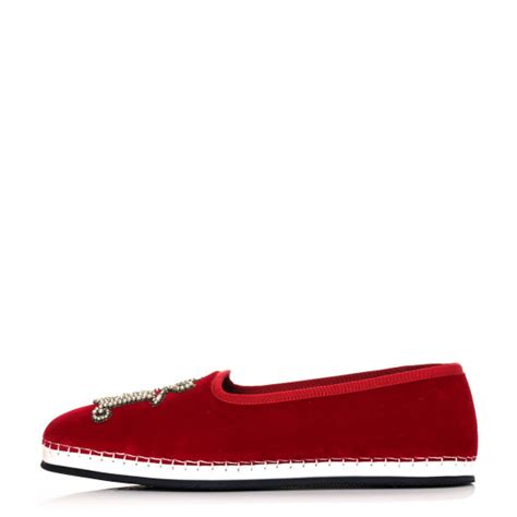 NWB Gucci Velluto Marmara Pearl Embellished Red Loafers